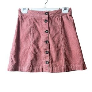 Divided Button-Front Corduroy Pink Rose Mini Skirt Size‎ 4 Preppy Coquette